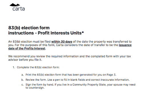 83(b) elections for profits interests instructions