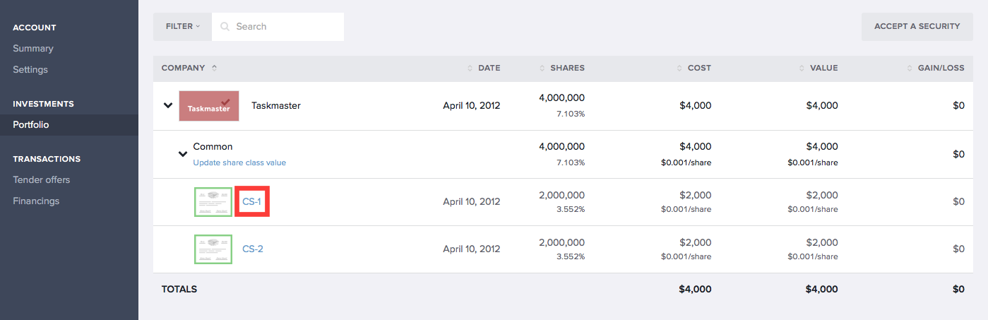 Contacting security issuers in Carta 3