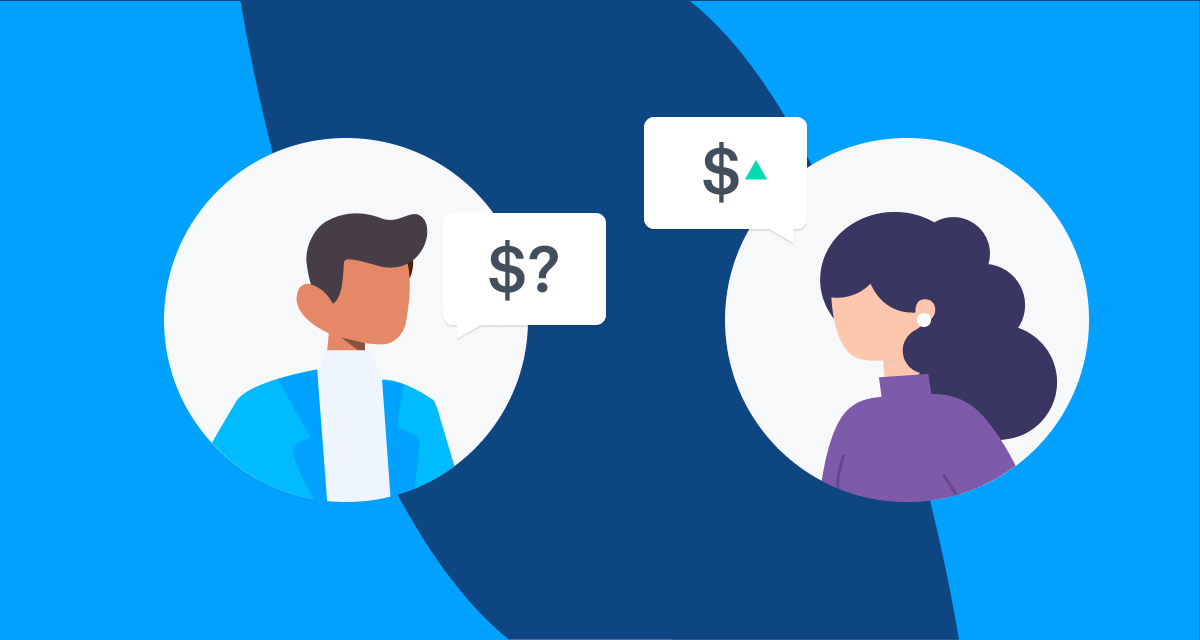 How to calculate startup equity 3 Two people discuss a startup equity compensation job offer.