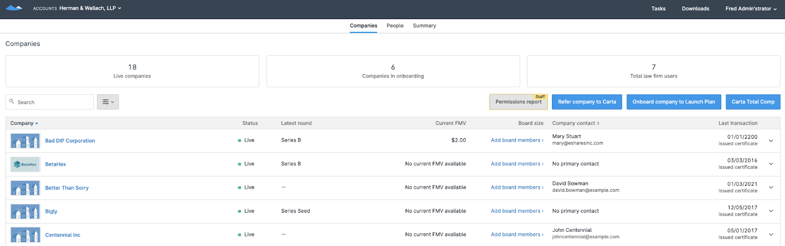 Carta Launch onboarding