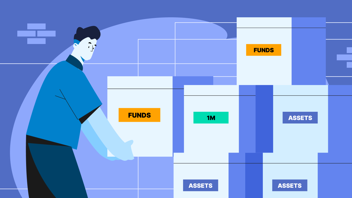 Image of a man lifting a filing box labeled 'funds'
